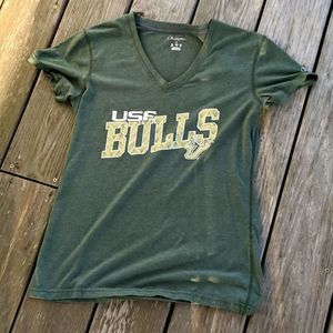 Usf bulls green v-neck tshirt